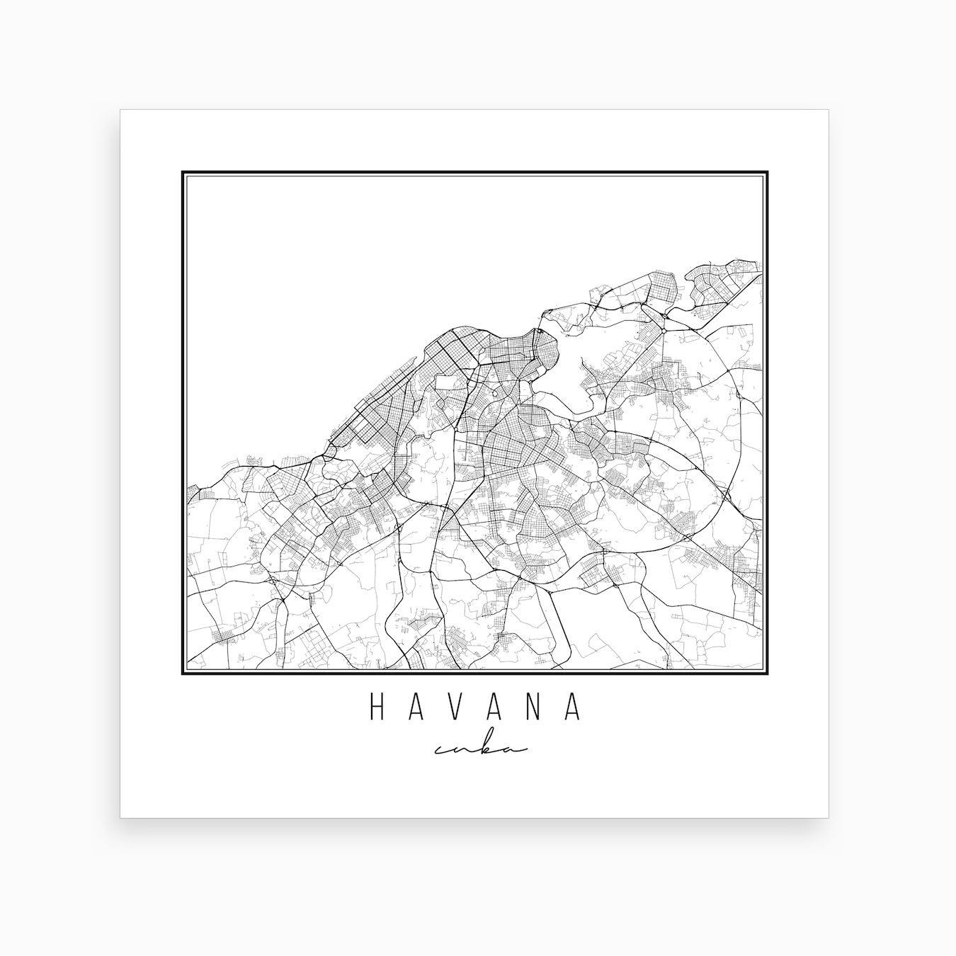 Havana Cuba Highway Map Artwork Print photograph relating to Printable Map of Havana referred to as Havana Cuba Road Map Artwork Print